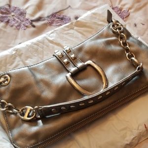 small Ladies silver satchel/wristlet
